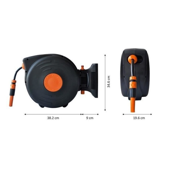 Dévidoir automatique mural MANUPRO - Avec tuyau d'arrosage 15 m - Dia