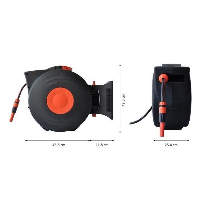 Dévidoir automatique mural MANUPRO - Avec tuyau d'arrosage 25 m - Dia