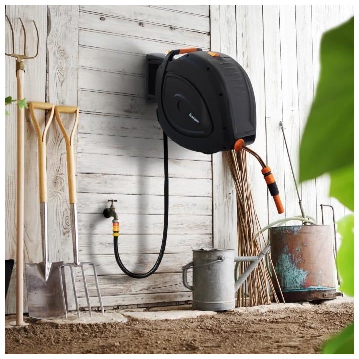 Dévidoir automatique mural MANUPRO - Avec tuyau d'arrosage 35 m - Dia