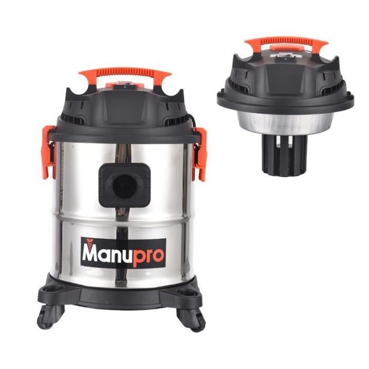 Aspirateur eau, poussiere et cendres MANUPRO - Cuve acier inoxydable -