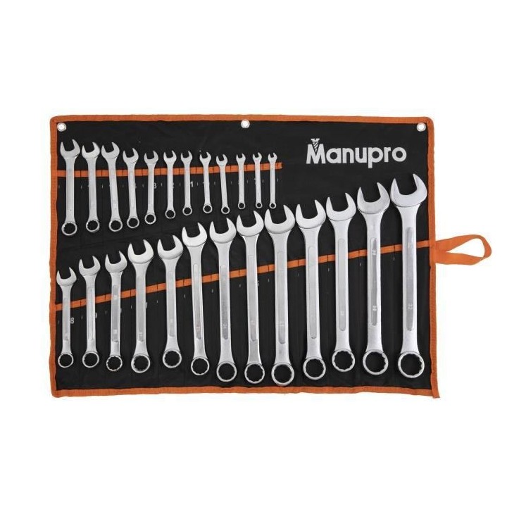 Jeu de 25 clés mixtes de serrage MANUPRO - En acier, chromées - a te