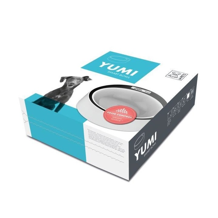 Gamelle ronde intelligente YUMI – Noir et blanche – Pour chien (Ca