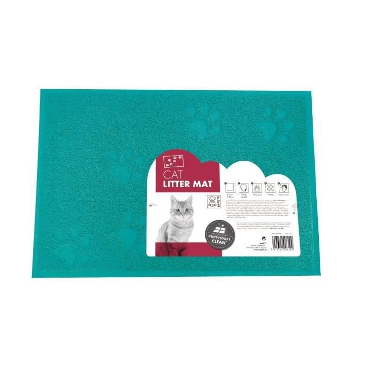 MPETS Tapis sortie maison de toilette - Pour chat - 30x40cm - Bleu