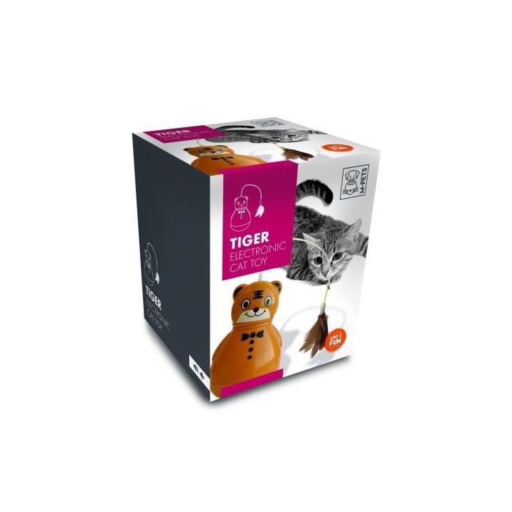 M PETS Jouet tigre pour chat - 10 x 10 x 17 cm - Orange