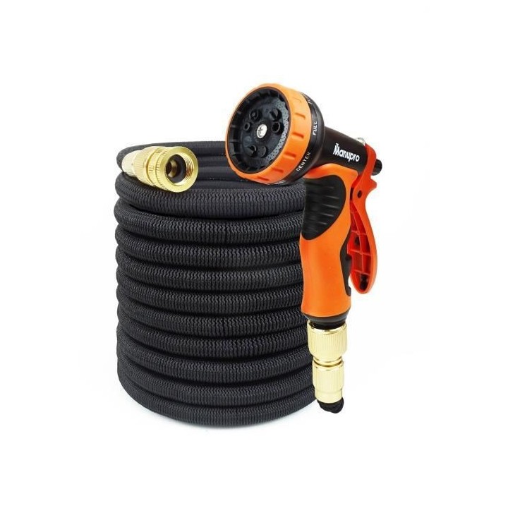 Tuyau d'arrosage MANUPRO - Extensible/Rétractable - 15 m - Diametre 1