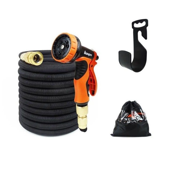 Tuyau d'arrosage MANUPRO - Extensible/Rétractable - 15 m - Diametre 1