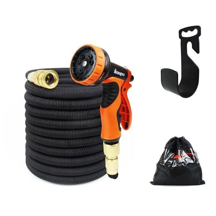 Tuyau d'arrosage MANUPRO - Extensible/Rétractable - 30 m - Diametre 1