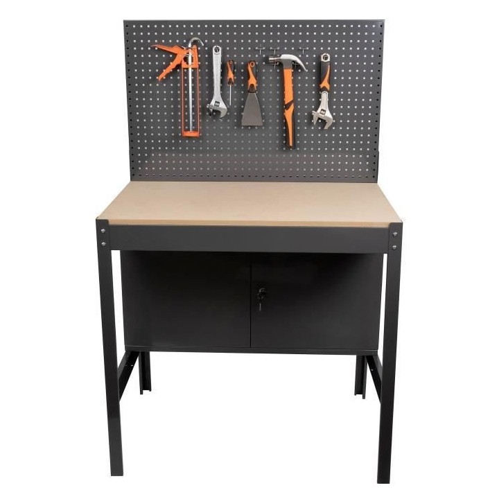 Etabli d'atelier métallique et bois MANUPRO - Placard 2 portes verrou