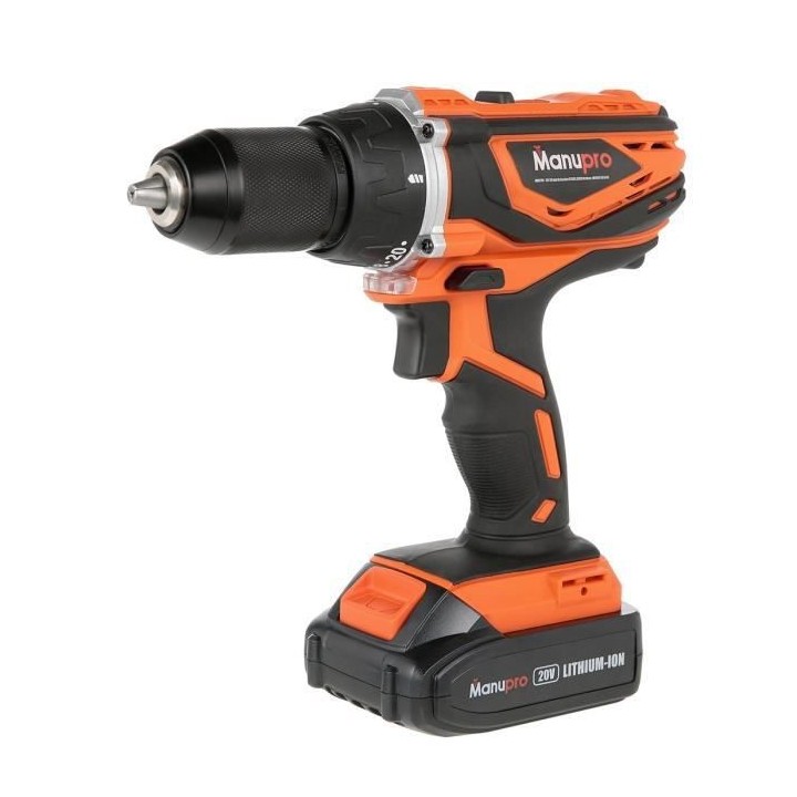MANUPRO Perceuse visseuse sans fil 20 V - 2 batteries 2 Ah - 1 chargeu