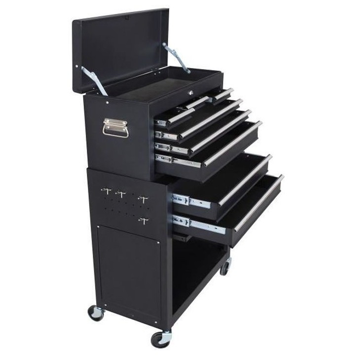 MANUPRO Servante d'atelier a outils 8 compartiments - Coffre malle ran