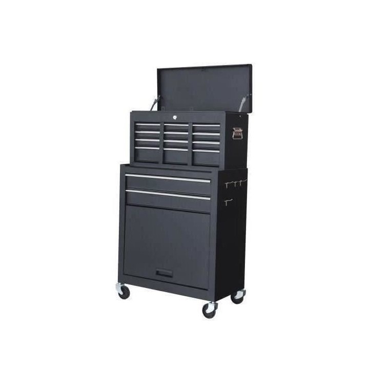 MANUPRO Servante d'atelier a outils 8 compartiments - Coffre malle ran