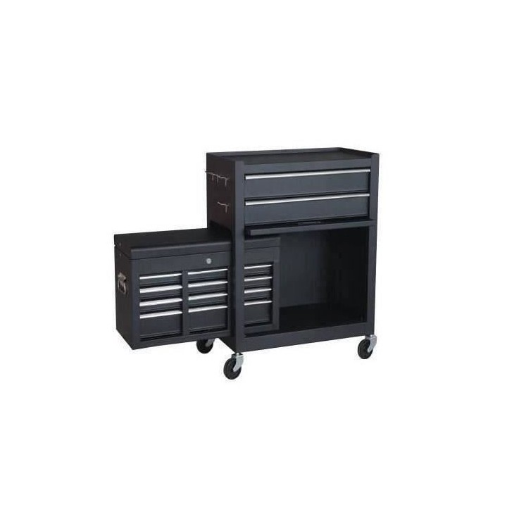 MANUPRO Servante d'atelier a outils 8 compartiments - Coffre malle ran