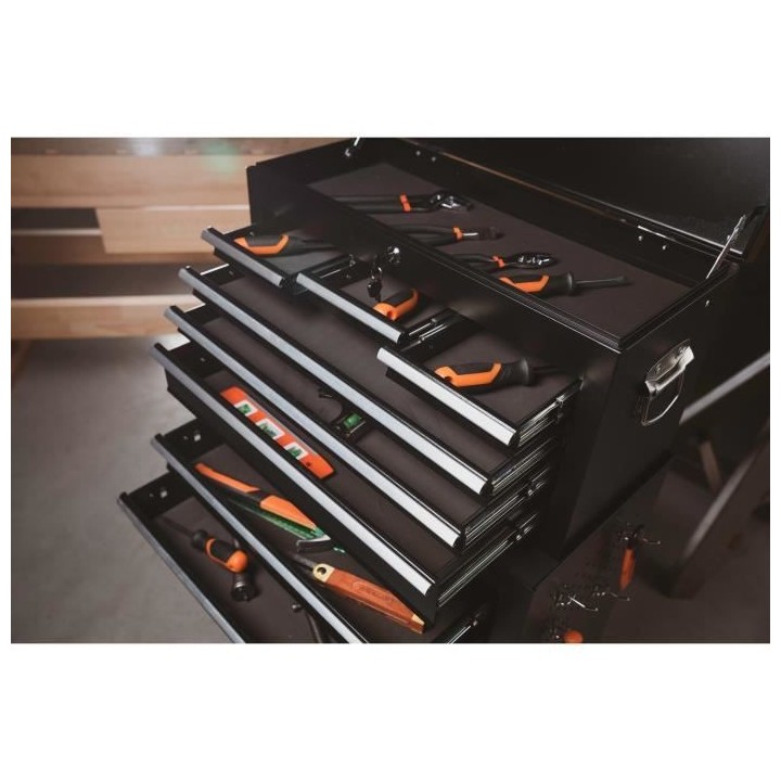 MANUPRO Servante d'atelier a outils 8 compartiments - Coffre malle ran