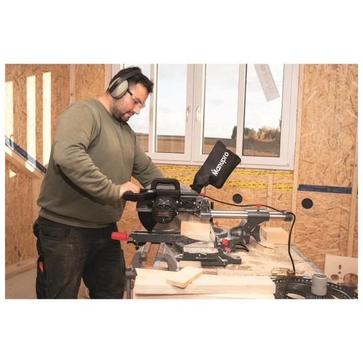 Scie a onglet radiale MANUPRO - 2000W - 2 lames 255 mm - Multi matéri