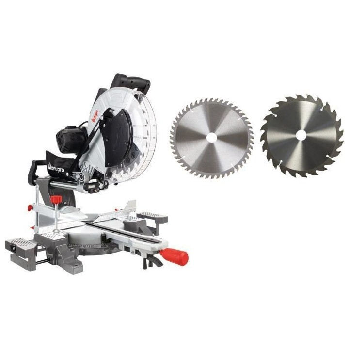 Scie a onglet radiale MANUPRO - 2000W - 2 lames 305 mm - Multi usage -