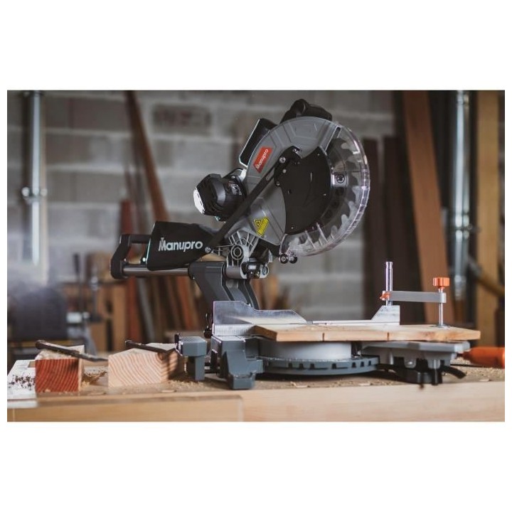 Scie a onglet radiale MANUPRO - 2000W - 2 lames 305 mm - Multi usage -