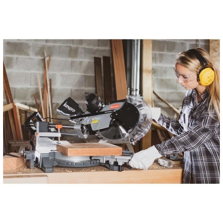 Scie a onglet radiale MANUPRO - 2000W - 2 lames 305 mm - Multi usage -