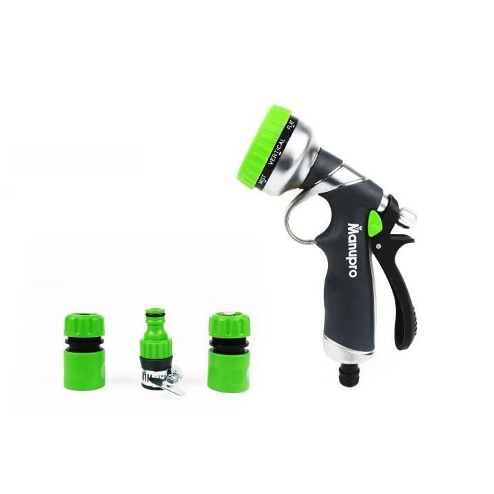 Pistolet d'arrosage et nettoyage MANUPRO - Arrosoir multijet - 8 modes