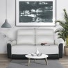 Canapé relax électrique - 3 places - BUNBURY - Cuir noir et blanc - L 190 x P 96 x H 103 cm