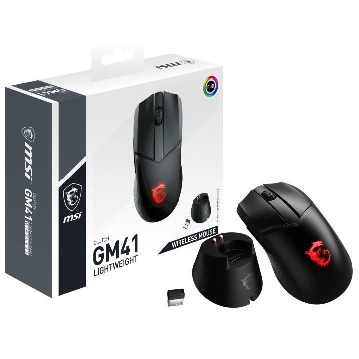MSI MICRO-STAR INTERNATIONAL CLUTCH GM41 Souris - Sans fil et léger