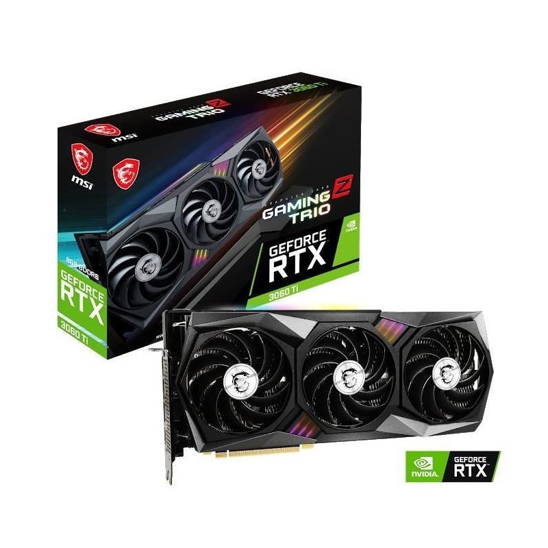 Carte Graphique - MSI - GeForce RTX 3060 Ti GAMING Z TRIO 8G LHR - 8 Go - GDDR6 - PCIe 4.0 - HDMI / 3 X DisplayPort (912-V390-28