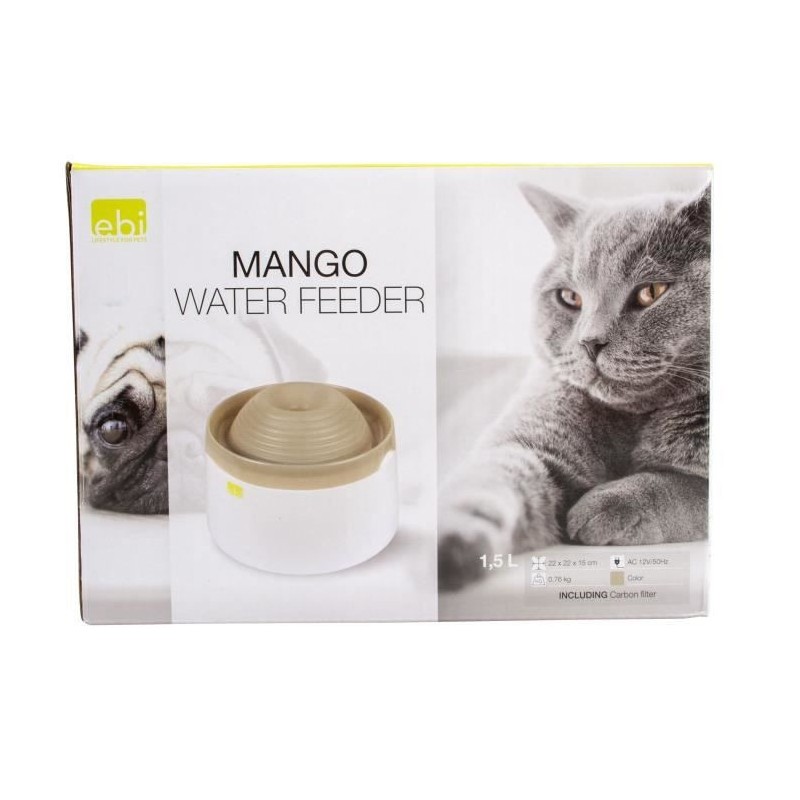 LAROY DUVO Mango Abreuvoir pour chats et petits chiens - 1,5 L - 22 x 22 x 15 cm - Moka