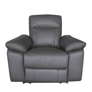Fauteuil relax manuel - LEONARA - Cuir noir et marron - L 110 x P 96 x