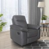 Fauteuil relax manuel - LEONARA - Cuir noir et marron - L 110 x P 96 x H 102 cm