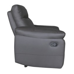 Fauteuil relax manuel - LEONARA - Cuir noir et marron - L 110 x P 96 x H 102 cm