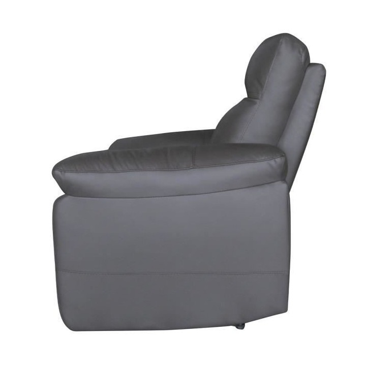 Fauteuil relax manuel - LEONARA - Cuir noir et marron - L 110 x P 96 x
