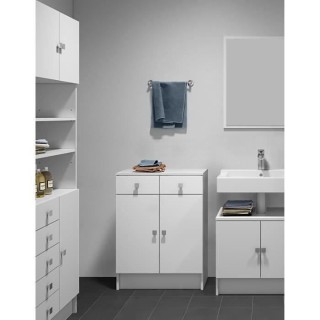 GALET Meuble de salle de bain - Blanc - 2 portes + 2 tiroirs - L 60 x