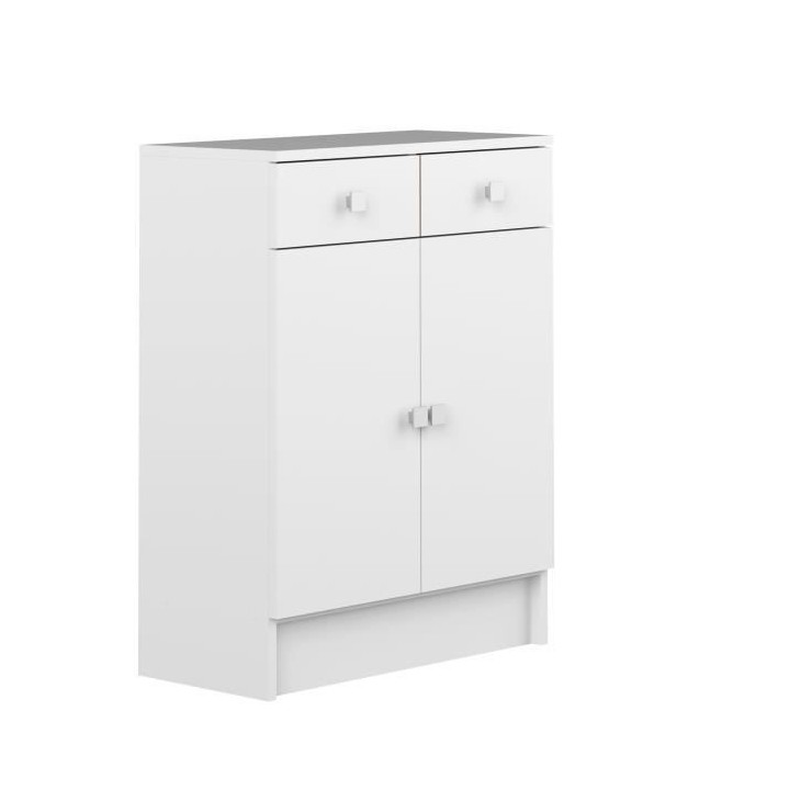 GALET Meuble de salle de bain - Blanc - 2 portes + 2 tiroirs - L 60 x