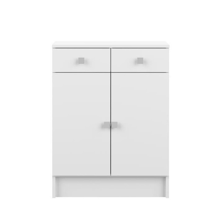 GALET Meuble de salle de bain - Blanc - 2 portes + 2 tiroirs - L 60 x