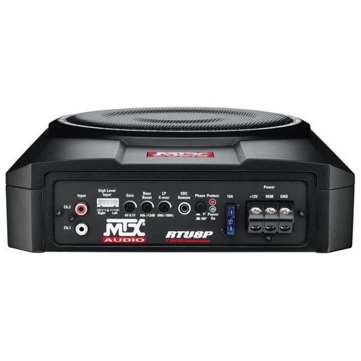 MTX RTU8P Caisson de grave amplifié extra plat voiture 20cm 150W RMS