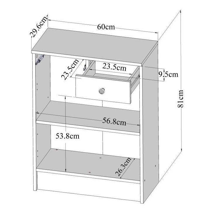 GALET Meuble de salle de bain - Blanc - 2 portes + 2 tiroirs - L 60 x