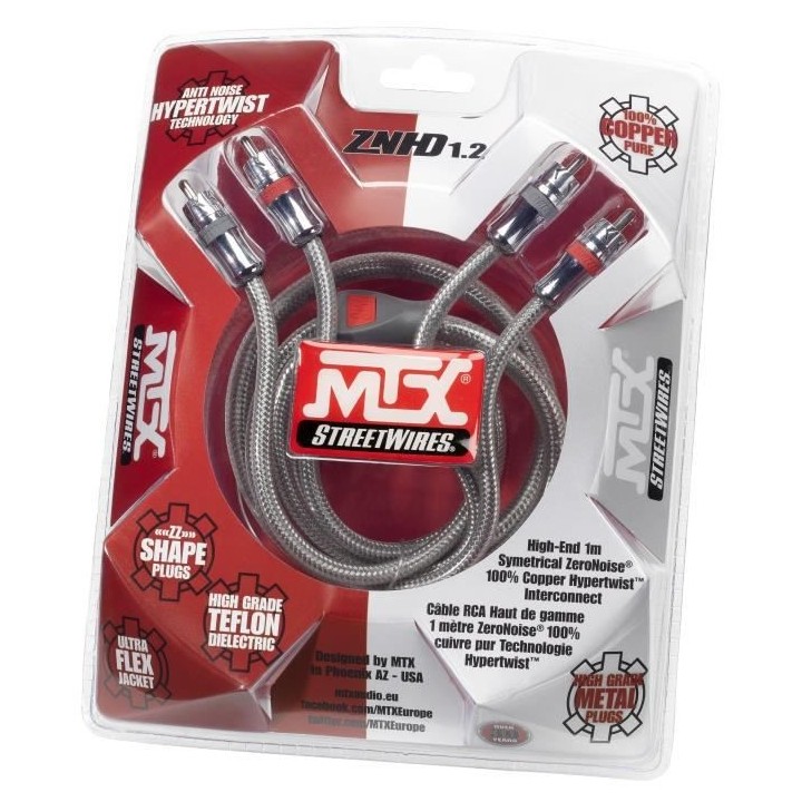 MTX ZNHD1.2 Câble RCA HighEnd ZeroNoise 1 metre symétrique 100% cuiv