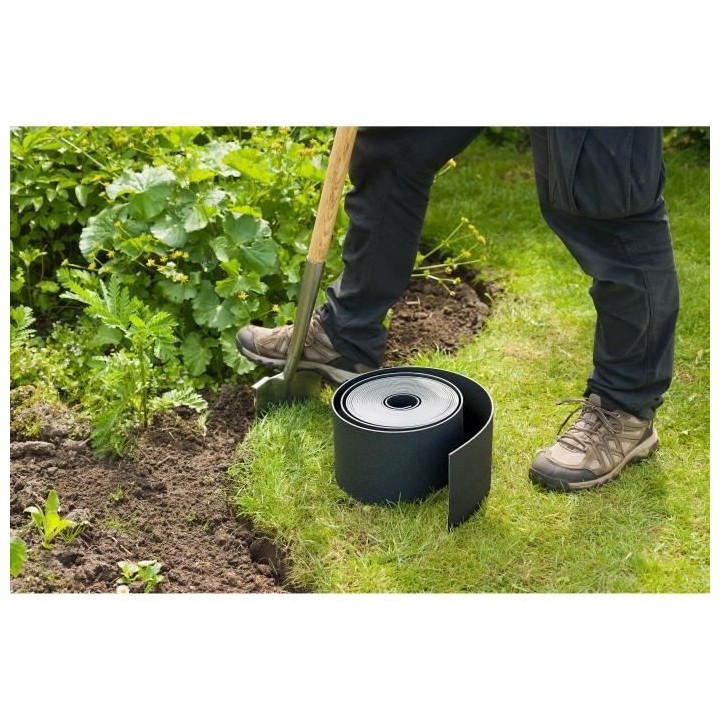 NATURE Bordure de jardin en PE noir - H7,5 cm x 10 m