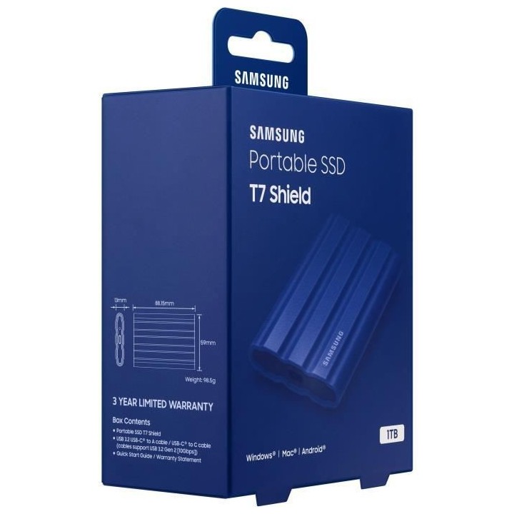 Disque SSD Externe - SAMSUNG - T7 Shield - 1 To - USB 3.2 Gen 2 (USB-C