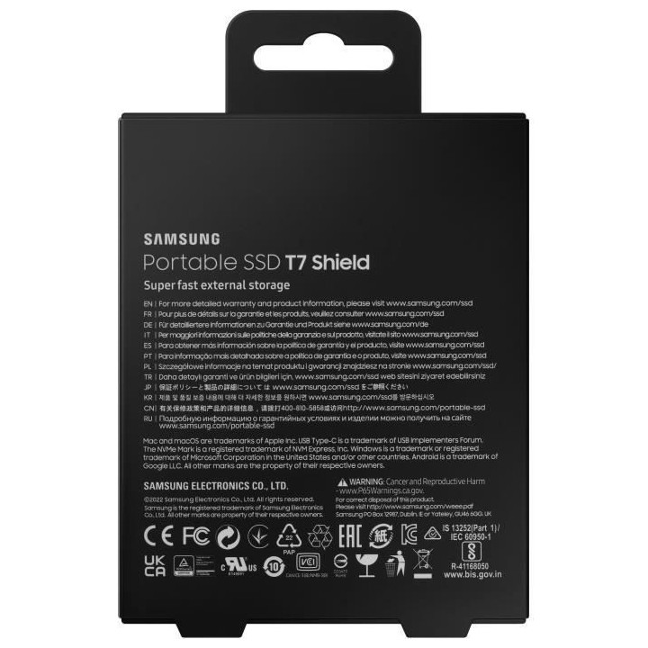 Disque SSD Externe - SAMSUNG - T7 Shield - 1 To - USB 3.2 Gen 2 (USB-C