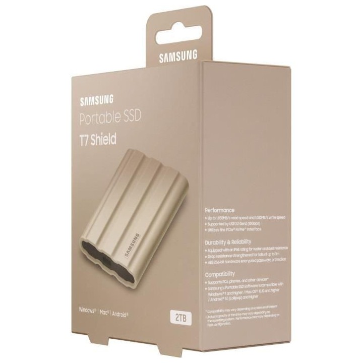 Disque SSD Externe - SAMSUNG - T7 Shield - 2 To - USB 3.2 Gen 2 (USB-C