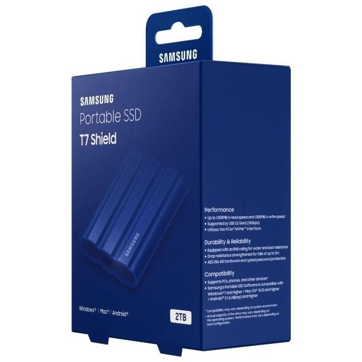 Disque SSD Externe - SAMSUNG - T7 Shield - 2 To - USB 3.2 Gen 2 (USB-C