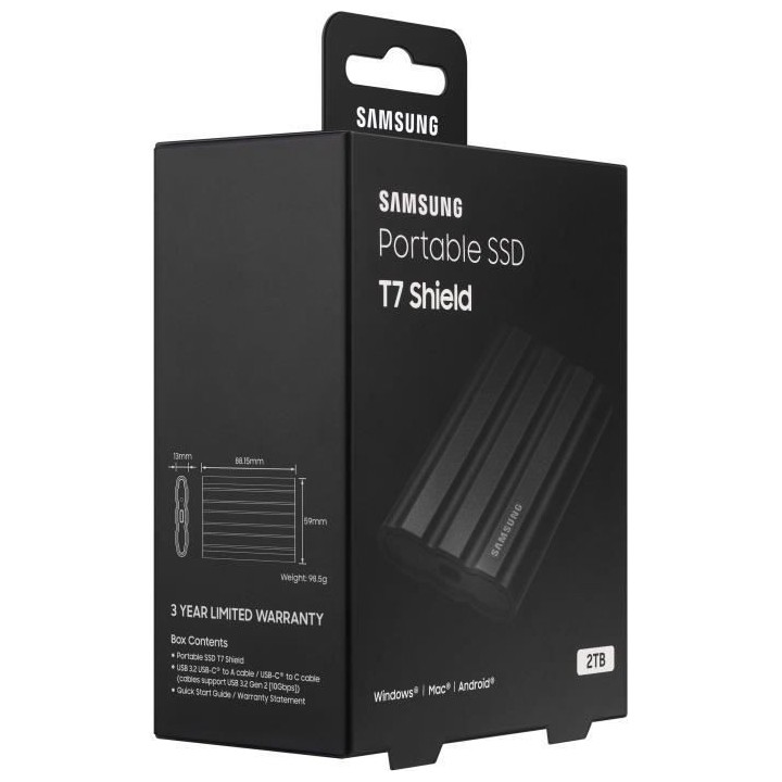 Disque SSD Externe - SAMSUNG - T7 Shield - 2 To - USB 3.2 Gen 2 (USB-C