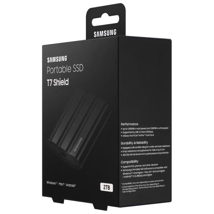 Disque SSD Externe - SAMSUNG - T7 Shield - 2 To - USB 3.2 Gen 2 (USB-C