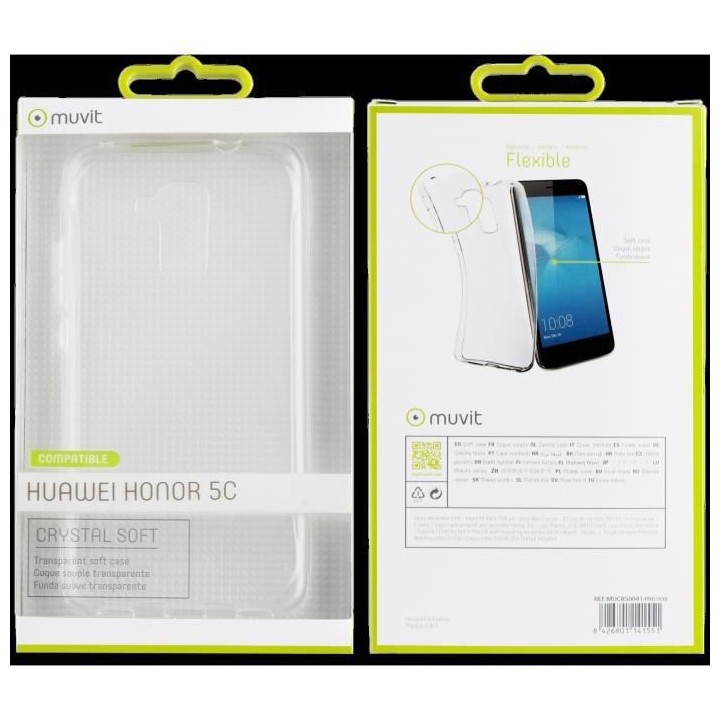 Muvit Coque Crystal soft Transparente souple Huawei Honor 5C
