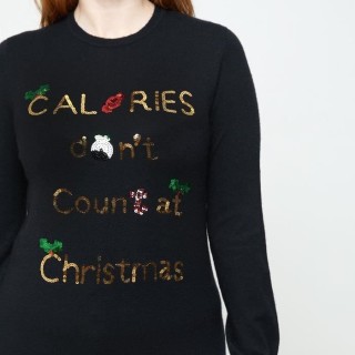 Robe Pull de Noël Noir Fe 46