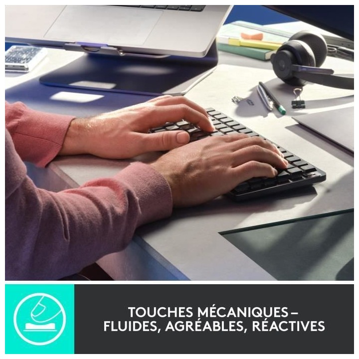 Logitech - Clavier Sans Fil- MX Mini - Mécanique - Rétroéclairé Pe