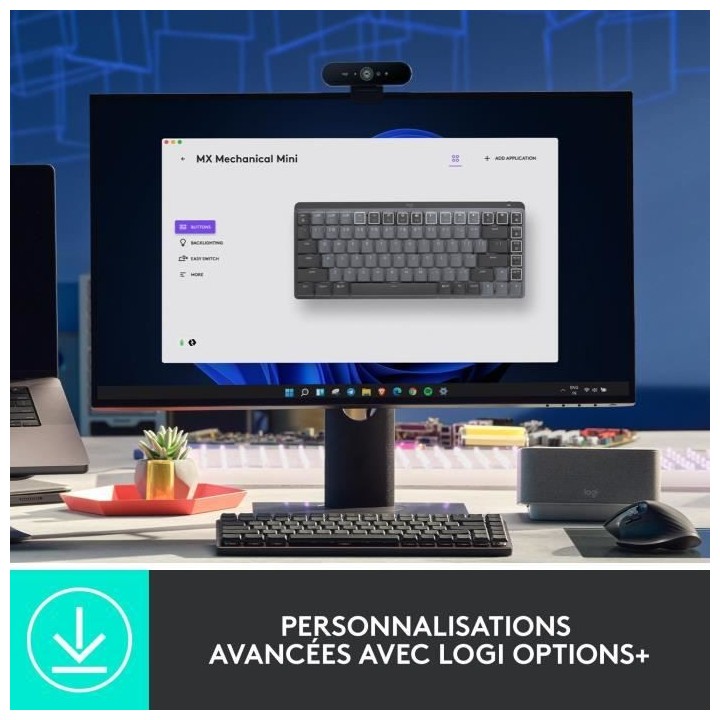 Logitech - Clavier Sans Fil- MX Mini - Mécanique - Rétroéclairé Pe