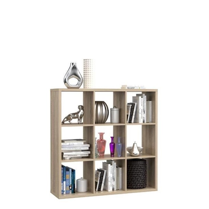 Etagere 9 niches - Décor papier chene sonoma - MAURO