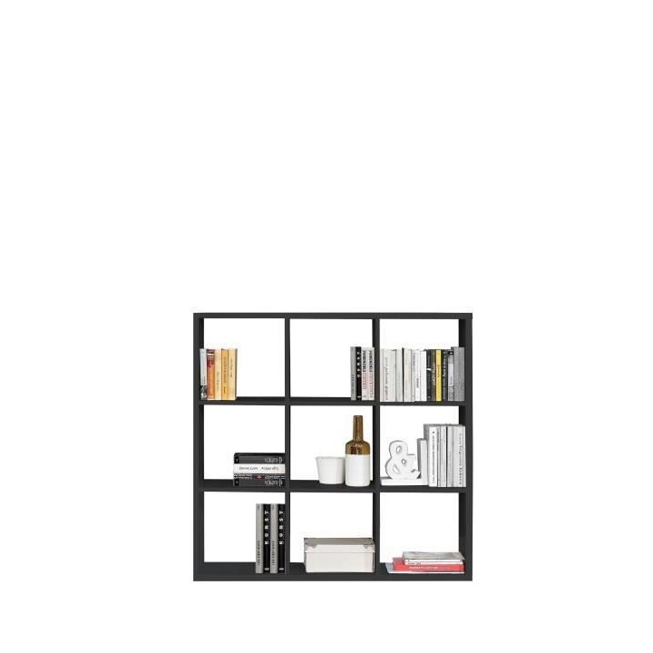 Etagere 9 niches - Décor papier noir - MAURO
