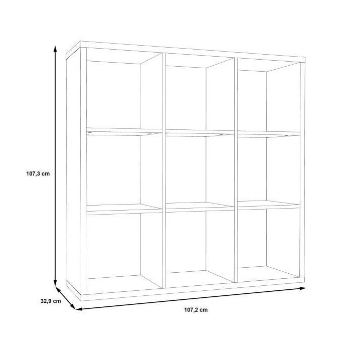 Etagere 9 niches - Décor papier noir - MAURO